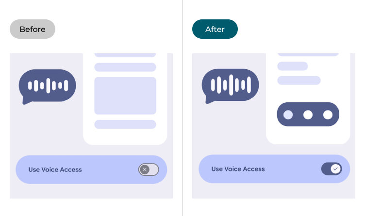 Android with Voice Access switched off and then switched on